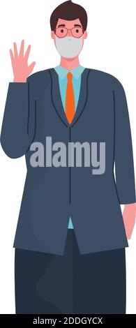 businessman wearing medical mask character Stock Vector