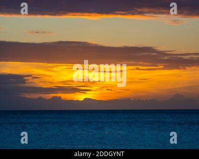 Sunset over the Gulf of Mexico from Venice Beach in Venice Florida in the United States Stock Photo