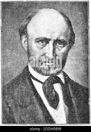 Portrait of Christian Friedrich Hebbel - a German poet and dramatist. Illustration of the 19th century. White background. Stock Photo