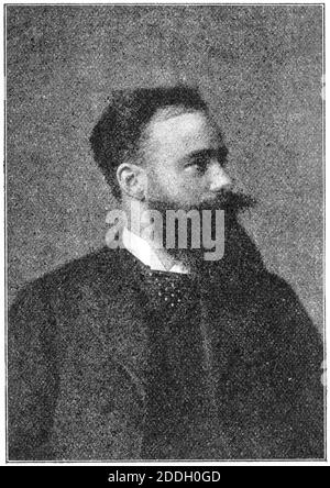 Portrait of Hermann Sudermann - a German dramatist and novelist. Illustration of the 19th century. White background. Stock Photo