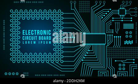 Circuit board. Blue abstract technology background. Motherboard vector illustration Stock Vector