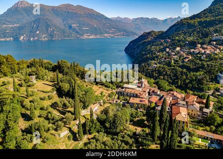 Vezio, Varenna, Lake Como (IT), Aerial view Stock Photo