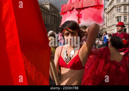 May Day demonstration Parliament Sq. The Demonstration was mainly focused on up coming general election which takes place on 6th May. Houses of Parliament, Parliament Square, London, UK.  1 May 2010 Stock Photo