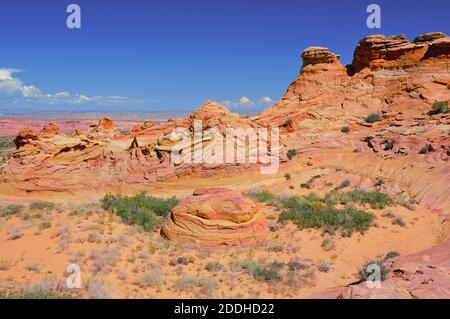 Colorful rock formations at Coyote Buttes South near Kanab Stock Photo