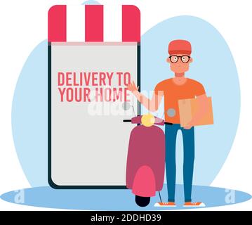 Phone tracing and motorcycle delivery fast logo icon- Vector Stock Vector