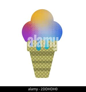 Sweet Colored Ice Cream Icon Isolated on White Background Stock Vector