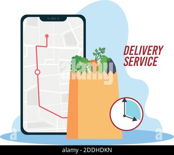 Phone tracing and shop food delivery fast logo icon- Vector Stock Vector