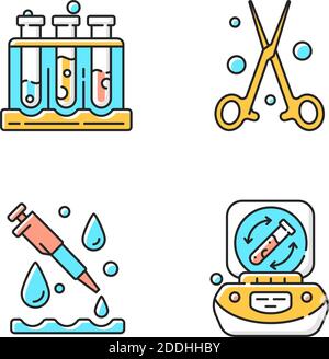 Laboratory instruments RGB color icons set Stock Vector