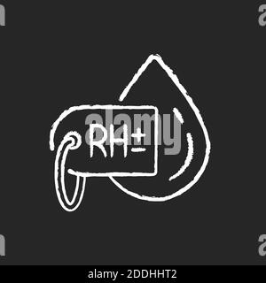 Blood group test chalk white icon on black background Stock Vector