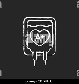 Blood group test chalk white icon on black background Stock Vector