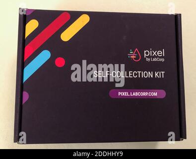 A Pixel by LabCorp COVID-19 at-home kit is displayed at a home in ...