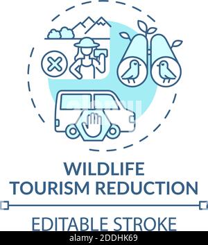 Wildlife tourism reduction turquoise concept icon Stock Vector