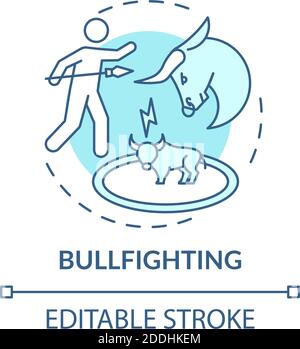 Bullfighting turquoise concept icon Stock Vector