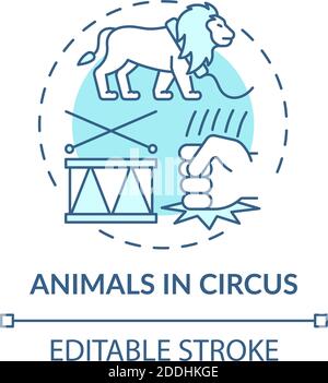 Animals in circuses turquoise concept icon Stock Vector