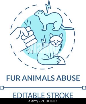 Fur animals abuse turquoise concept icon Stock Vector