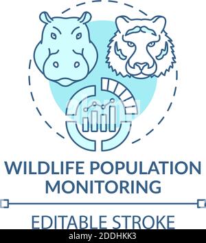 Wildlife population monitoring turquoise concept icon Stock Vector
