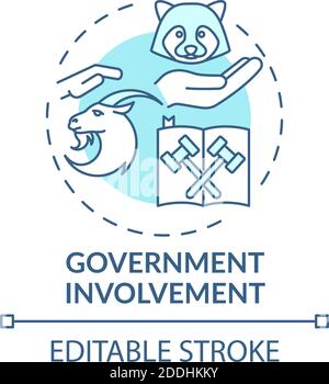 Government involvement turquoise concept icon Stock Vector