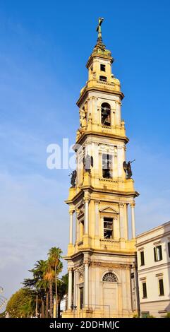 bell tower of the Sanctuary of the Blessed Virgin of the Rosary of Pompeii Italy Stock Photo