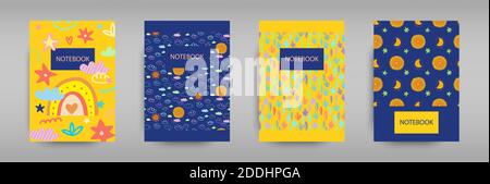Set iridescent covers for notebooks with boho rainbows Stock Vector