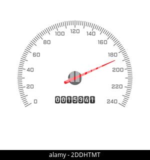 Car odometer speedometer icon isolated on white background. Automobile gauge tachometer speed panel. Black vector illustration. Stock Vector