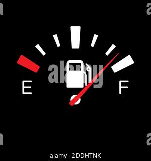 Fuel tank dial gage sign. Transportation petrol level indicator symbol. Vector illustration. Stock Vector