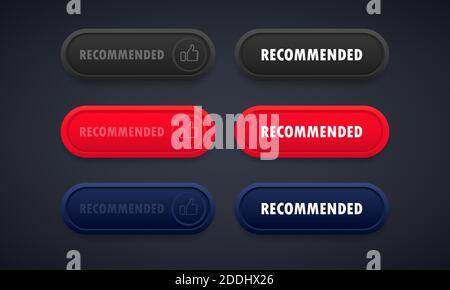 Recommended button set. Vector on isolated background. EPS 10. Stock Vector