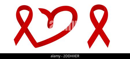 HIV test. World AIDS Day 1 December, red ribbon. Stock Vector