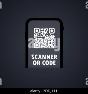 QR scanner. Mobile phone scans QR code. For digital payment concept. Vector on isolated background. EPS 10 Stock Vector