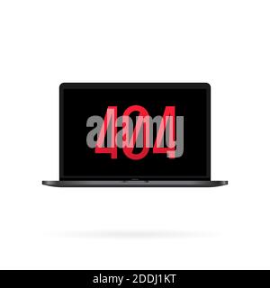 404 sign on laptop screen illustration. Error page or file not found concept. For web page, banner, social media, documents, cards, posters. Vector on Stock Vector