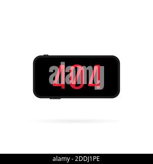 404 sign on smartphone screen illustration. Error page or file not found concept. For web page, banner, social media, documents, cards, posters Stock Vector