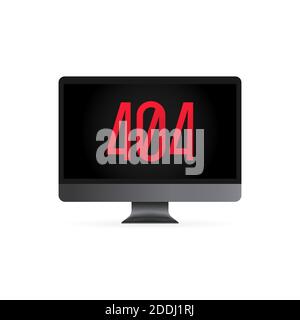 404 sign on computer display illustration. Error page or file not found concept. For web page, banner, social media, documents, cards, posters. Vector Stock Vector