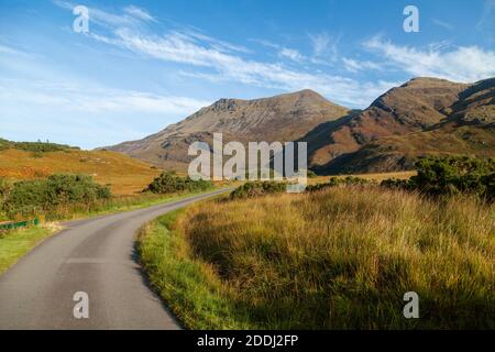 The Munro Beinn Sgritheall seen from Arnisdale village on the west coast of Scotland. Stock Photo