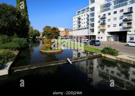 Summer view of the Jellicoe Water Gardens, Hemel Hempstead town, Hertfordshire County, England Stock Photo