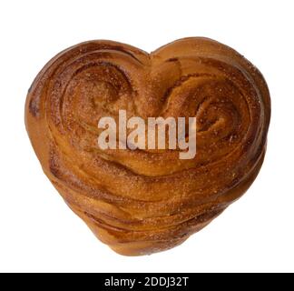 Appetizing baked bun on a white plate isolated Stock Photo