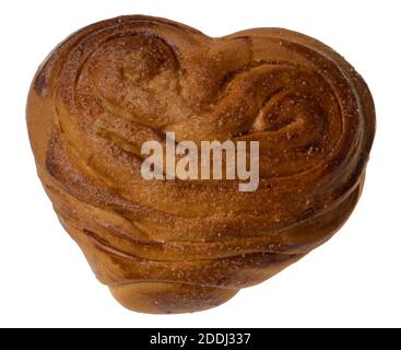 Appetizing baked bun on a white plate isolated Stock Photo