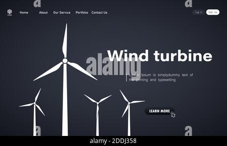 Wind turbine illustration. Alternative sources of energy. Green energy. Windmills. Vector on isolated background. EPS 10 Stock Vector