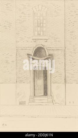 Topographical view of Birmingham.Pencil Drawing. Doorway of House, St