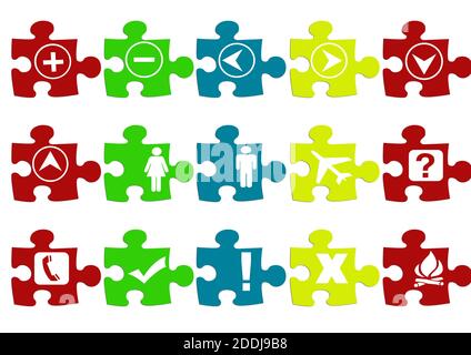 Web icon set in colorful puzzle button, various icon set Stock Photo