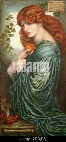 Proserpine, 1882, Artist: Dante Gabriel Rossetti, Oil Painting, 19th Century, Redhead, Pomegranate, Roman Mythology, Portrait, Art Movement, Pre-Raphaelite, Female Stock Photo