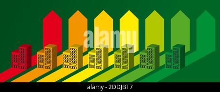 Blocks  on the energy chart. Energy efficiency concept Stock Vector