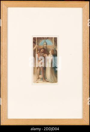 The Death Of Earl Siward, 1860-2 James Smetham (d.1889), Art Movement, Pre-Raphaelite, 19th Century, Watercolour, Pencil, Paper, Frame, Female, Male, Full-length, Works on Paper Stock Photo