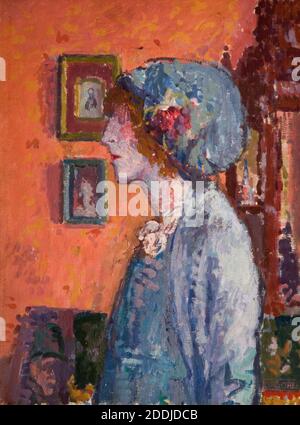 Portrait of the Artist's Wife, Mollie Kerr, 1911 By Spencer Frederick Gore (d.1914), Blue, Oil Painting, Portrait, Female, Camden Town Group Stock Photo