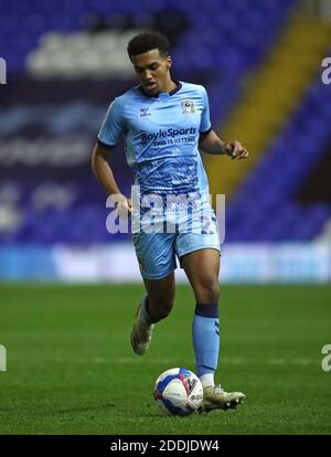 Coventry City's Sam McCallum during the Sky Bet Championship match at St Andrews Trillion Trophy Stadium, Birmingham. Stock Photo