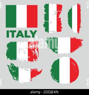 vector illustration of Italian flags set grunge  Stock Vector