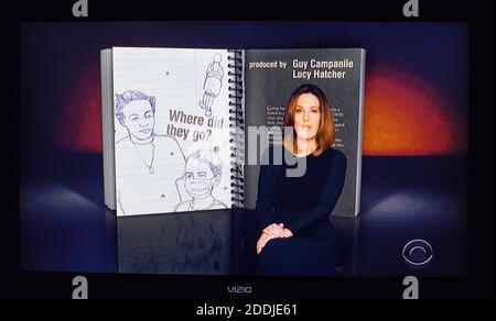 A television screenshot of Sharyn Alfonsi, a correspondent for the CBS weekly program 60 Minutes. Stock Photo
