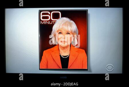 A television screenshot of Lesley Stahl, a correspondent for the CBS weekly program 60 Minutes. Stock Photo