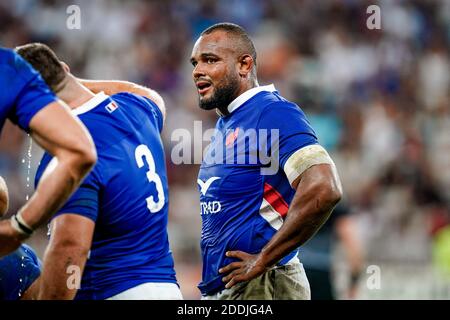 File photo dated August 17, 2019 of Jefferson Poirot (FRA) during the Test Match, France vs Scotland (32-03) in preparation for the 2019 Rugby World Cup, at the Allianz Riviera Stadium, Nice, France. Rugby player in the French team, Jefferson Poirot retires internationally. Photo by Julien Poupart/ABACAPRESS.COM Stock Photo