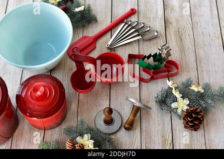 Festive holiday seasonal cookie and baking equipment and supplies to make  delicious gourmet Christmas season treats and gifts for friends and family  Stock Photo - Alamy