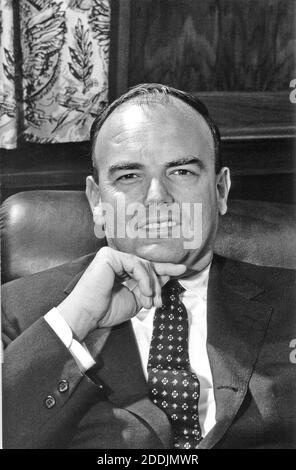 Portrait of John D. Ehrlichman taken in Washington, D.C. on May 13, 1969. He served as Domestic Affairs Advisor to United States President Richard M. Nixon until his forced resignation on April 30, 1973 for his involvement in the Watergate Affair. Ehrlichman served 18 months in prison for his role in Watergate. He was born John Daniel Ehrlichman on March 20, 1925 in Tacoma, Washington. He died of complications from diabetes at his home in Atlanta, Georgia on February 14, 1999. Photo by White House / CNP/ABACAPRESS.COM Stock Photo
