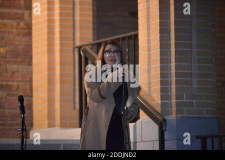 Watertown, Massachusetts, USA. 22nd Nov, 2020. Armenian-Americans hold a candlelight vigil and memorial for Peace honoring the fallen soldiers of Artsakh, Nagorno Karabakh in the recent war with Azerbaijan and its supporters. Credit: Kenneth Martin/ZUMA Wire/Alamy Live News Stock Photo